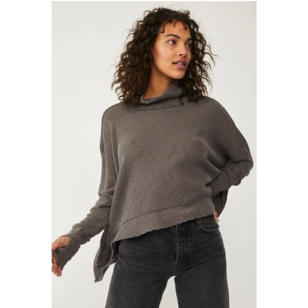 Free People‎ We The Free Moon Daisy Thermal Pullover Sweater Oversized